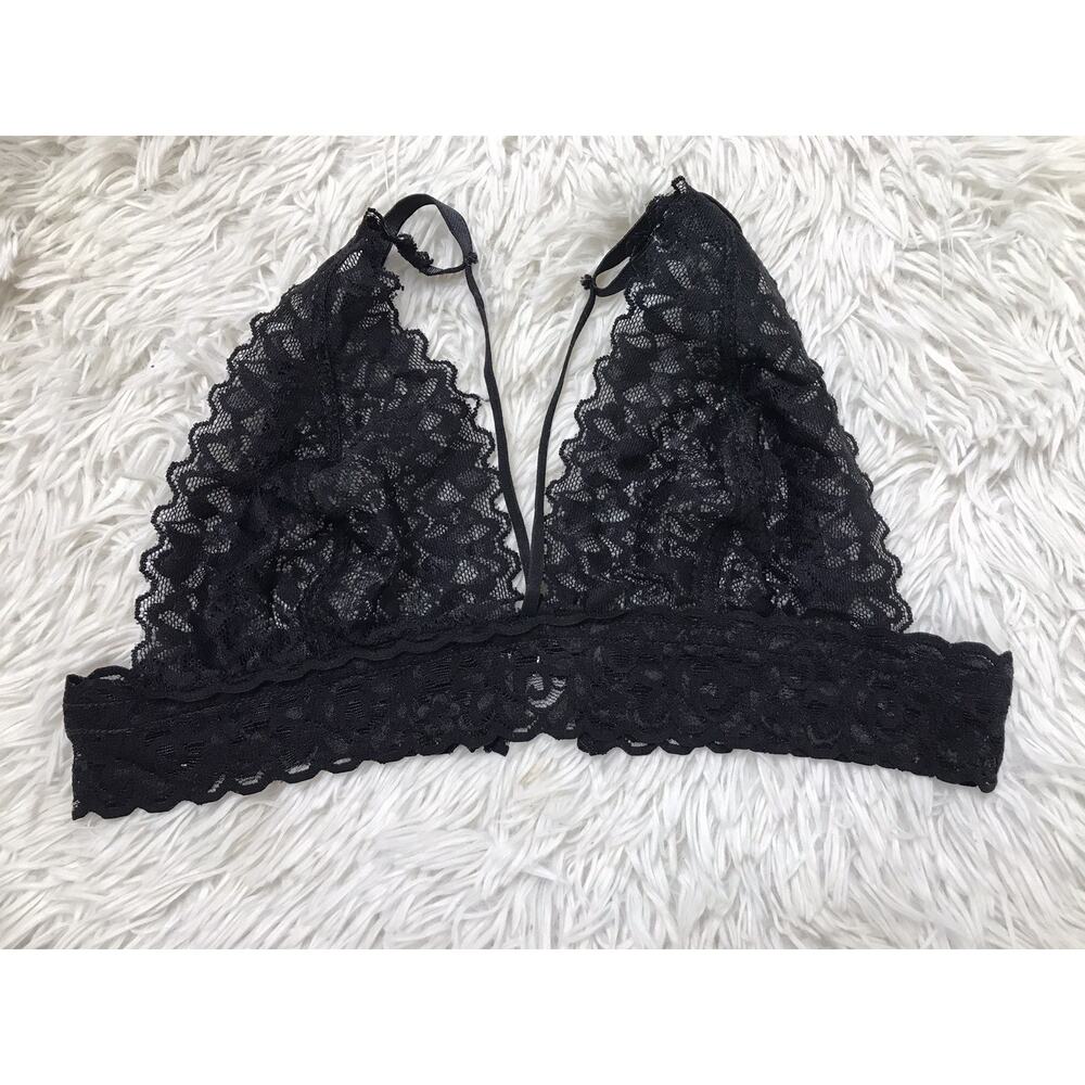 Y2K Women's Juniors Lace Sexy Bra Bralette Sz Med/Large Black Wireless Coquette
